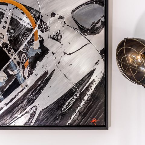 Start with the Checklist by Paul Kenton, UK Contemporary artist, an original painting from his Motorsports collection