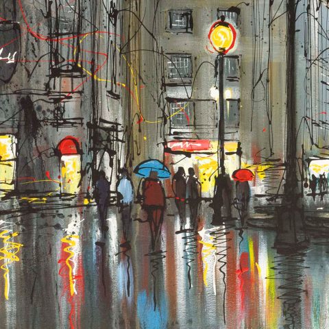 Late Night Shopping by Paul Kenton, UK contemporary cityscape artist, a limited edition print from his London Collection