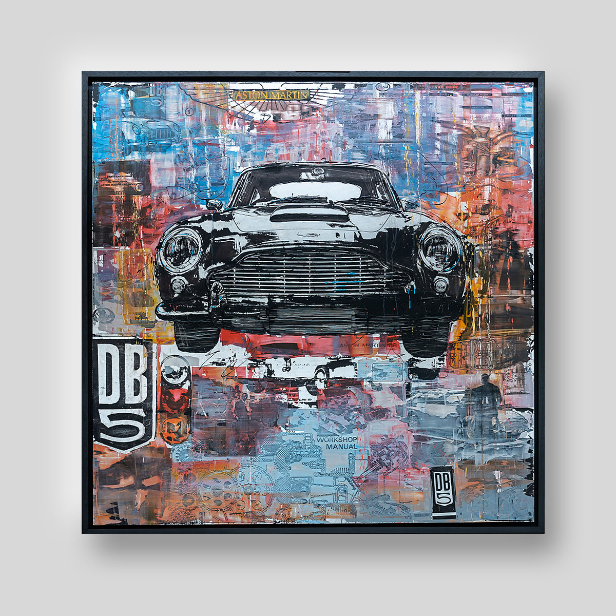 Aston Martin DB5 by Paul Kenton, UK Contemporary artist, an original painting from his Motorsports collection