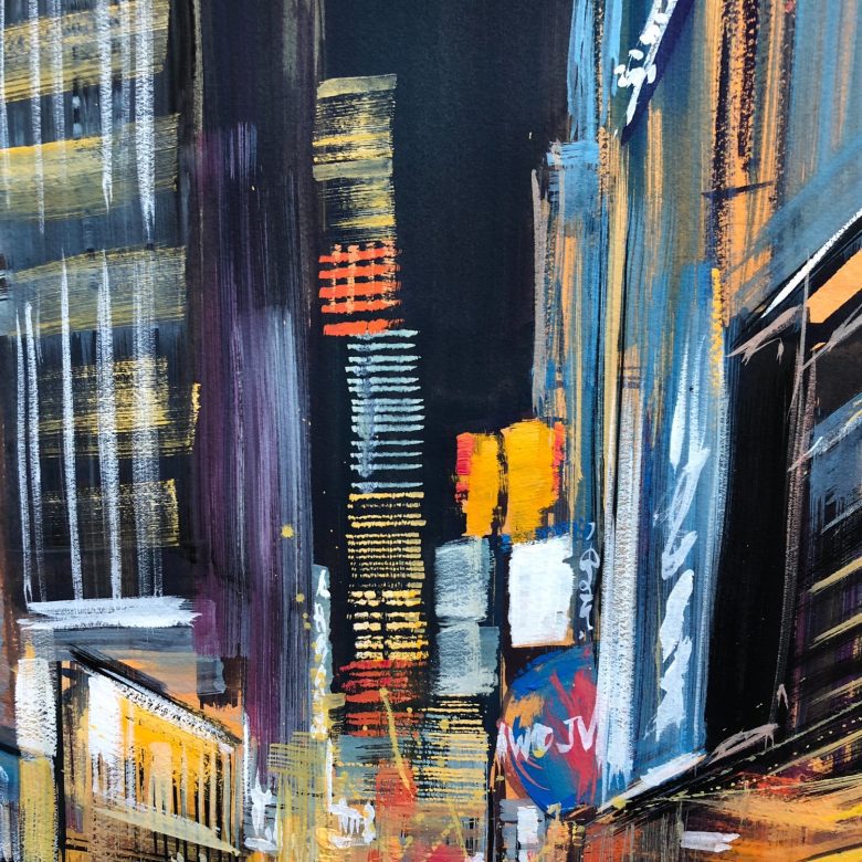 Bright Lights, Big City - an original painting of the New York cityscape by UK Artist, Paul Kenton