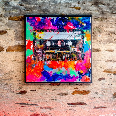Cassette Tape by Paul Kenton, UK contemporary artist, an original painting from his Retro Collection