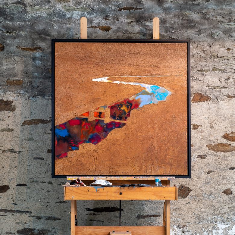 Russet Thames by Paul Kenton, UK contemporary cityscape artist, an original painting from his London Collection