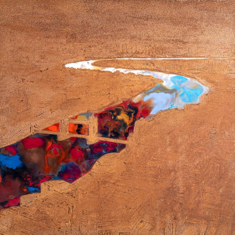 Russet Thames by Paul Kenton, UK contemporary cityscape artist, an original painting from his London Collection