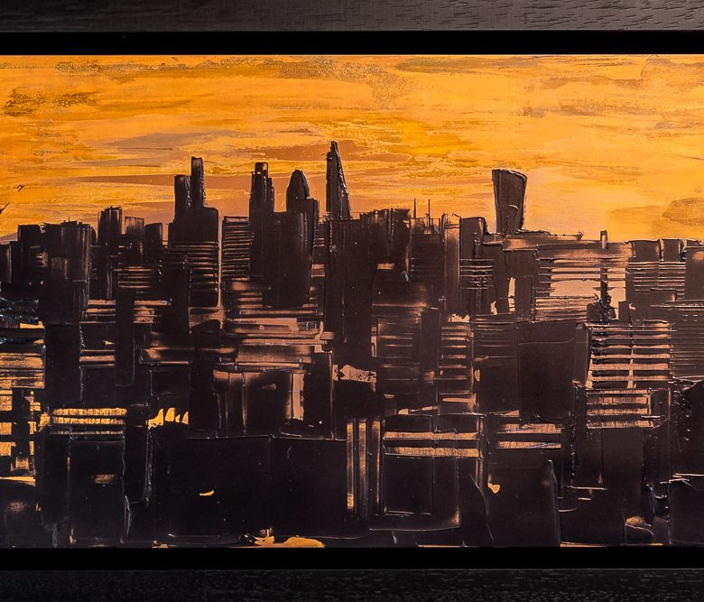 Sunset Transformation by Paul Kenton, UK contemporary cityscape artist, an original painting from his London Collection