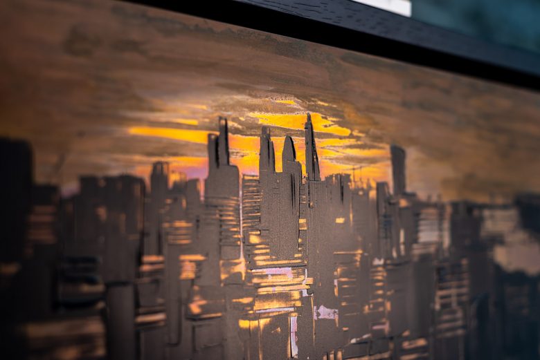 Sunset Transformation by Paul Kenton, UK contemporary cityscape artist, an original painting from his London Collection