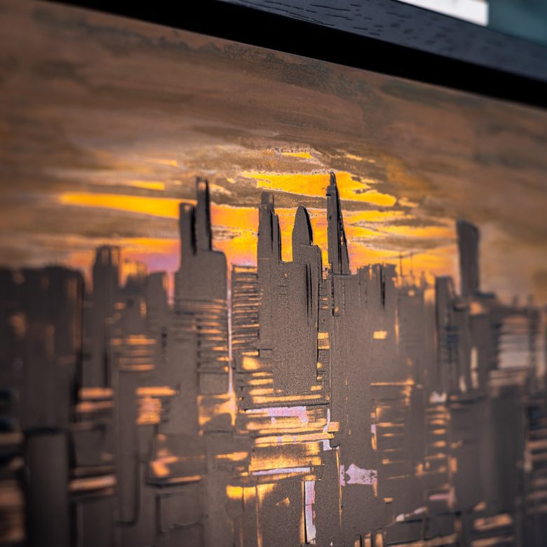 Sunset Transformation by Paul Kenton, UK contemporary cityscape artist, an original painting from his London Collection