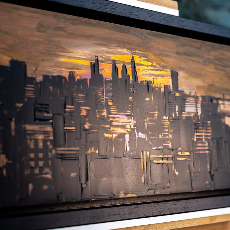 Sunset Transformation by Paul Kenton, UK contemporary cityscape artist, an original painting from his London Collection