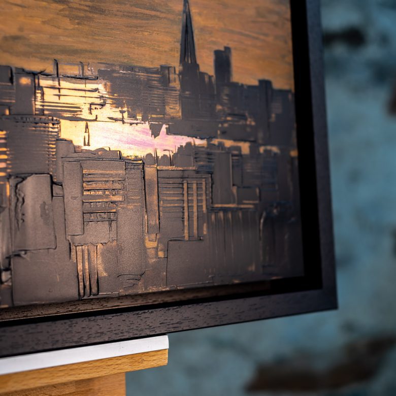 Sunset Transformation by Paul Kenton, UK contemporary cityscape artist, an original painting from his London Collection