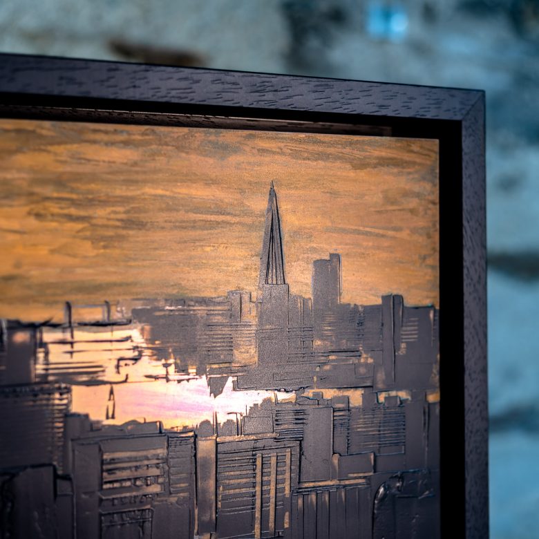 Sunset Transformation by Paul Kenton, UK contemporary cityscape artist, an original painting from his London Collection