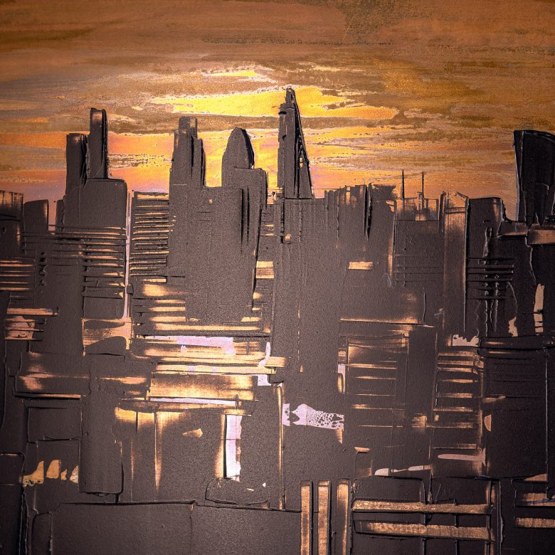 Sunset Transformation by Paul Kenton, UK contemporary cityscape artist, an original painting from his London Collection