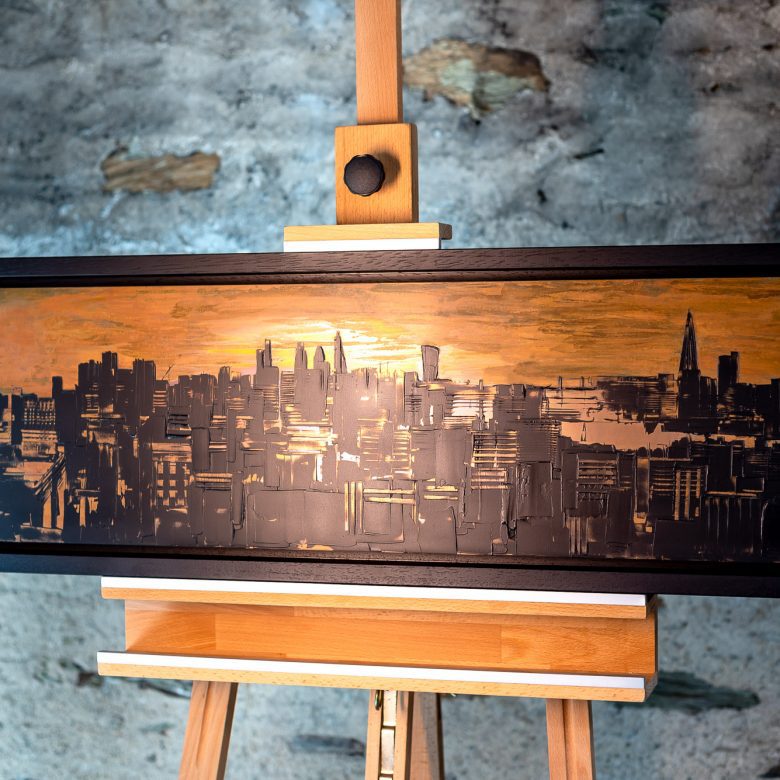Sunset Transformation by Paul Kenton, UK contemporary cityscape artist, an original painting from his London Collection