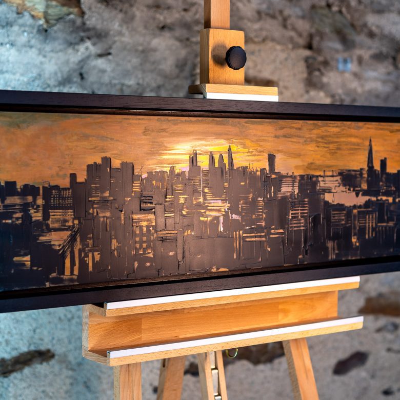 Sunset Transformation by Paul Kenton, UK contemporary cityscape artist, an original painting from his London Collection