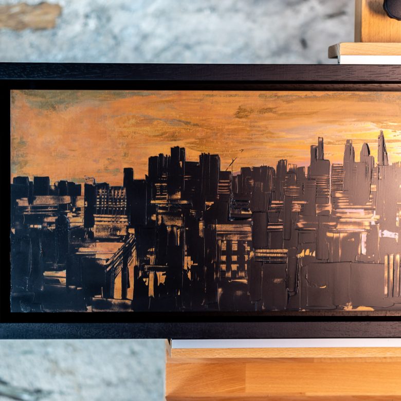Sunset Transformation by Paul Kenton, UK contemporary cityscape artist, an original painting from his London Collection