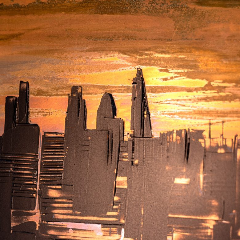 Sunset Transformation by Paul Kenton, UK contemporary cityscape artist, an original painting from his London Collection