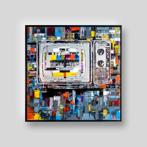 Test Card TV by Paul Kenton, UK contemporary artist, an original painting from his Retro Collection