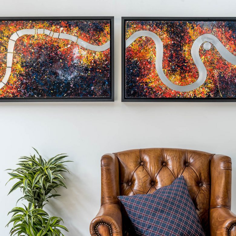 Bifurcated London by Paul Kenton, UK contemporary cityscape artist, an original painting from his London Collection