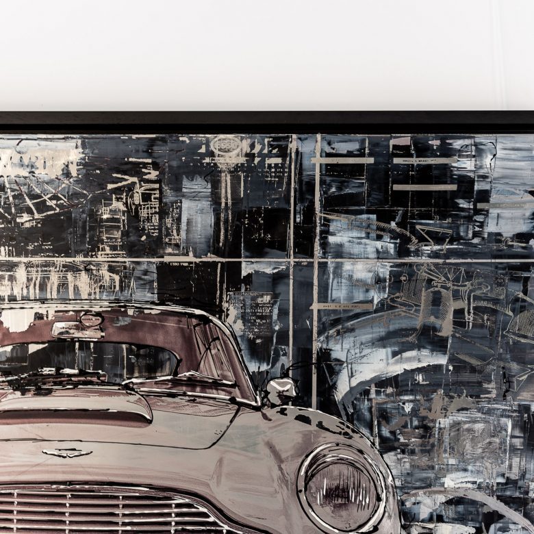DB5 by Paul Kenton, UK Contemporary artist, an original painting from his Motorsports collection