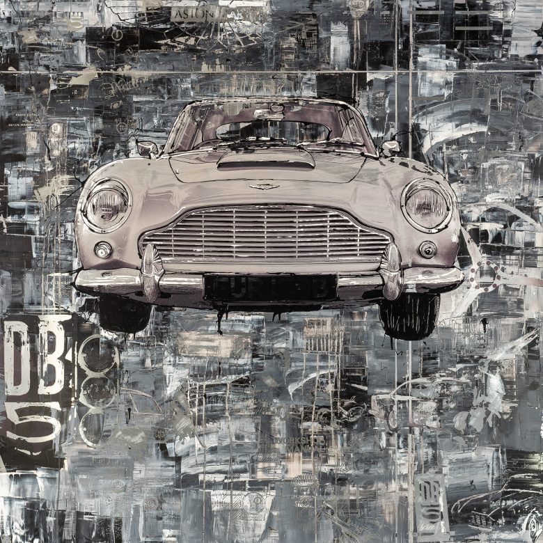 DB5 by Paul Kenton, UK Contemporary artist, an original painting from his Motorsports collection