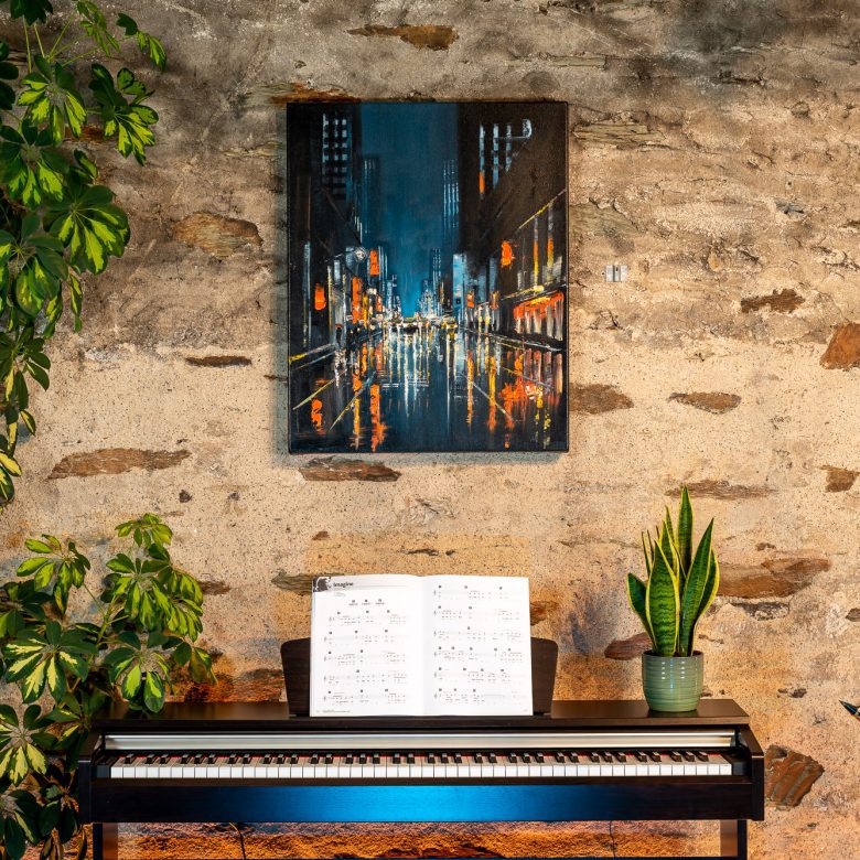 Light Up The Dark by Paul Kenton, UK contemporary cityscape artist, an original painting from his New York Collection