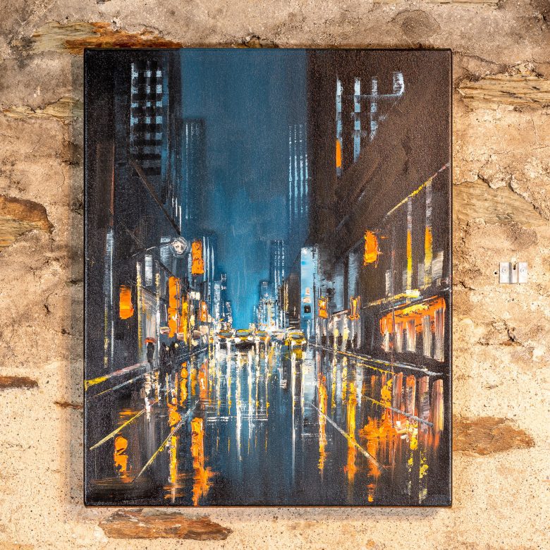 Light Up The Dark by Paul Kenton, UK contemporary cityscape artist, an original painting from his New York Collection