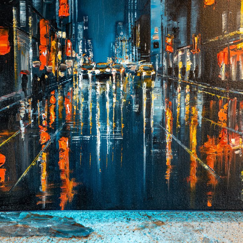 Light Up The Dark by Paul Kenton, UK contemporary cityscape artist, an original painting from his New York Collection