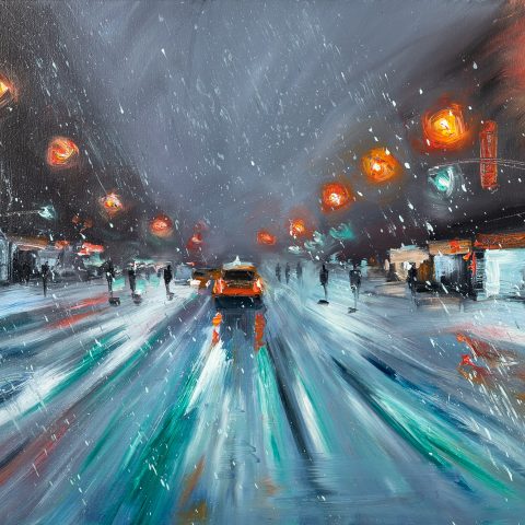 New York Winter by Paul Kenton, UK contemporary cityscape artist, an original painting from his New York Collection