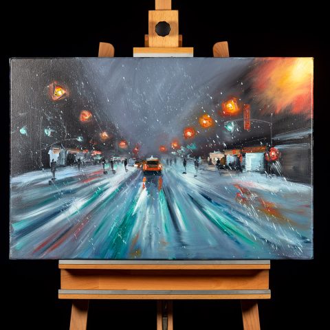 New York Winter by Paul Kenton, UK contemporary cityscape artist, an original painting from his New York Collection
