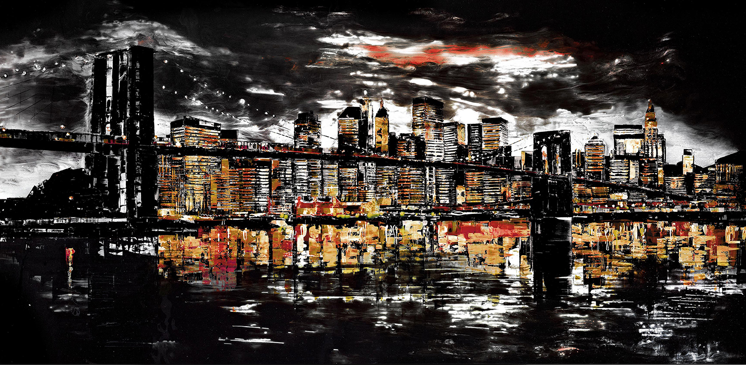 Urban Abyss by Paul Kenton, UK contemporary cityscape artist, a limited edition print of Brooklyn Bridge from his New York Collection