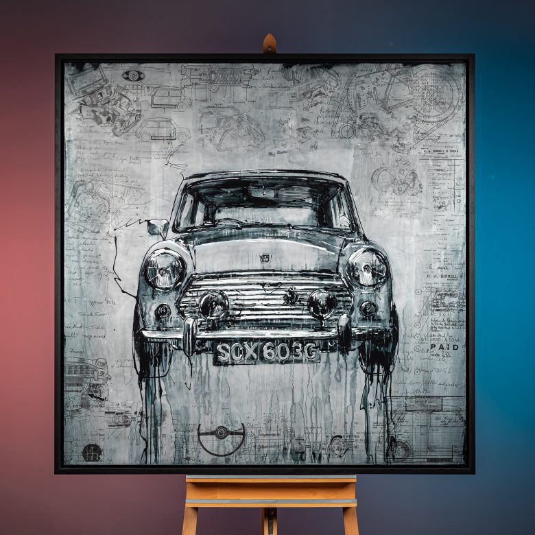 Mini Cooper by Paul Kenton, UK Contemporary artist, a painting from the Motorsports collection