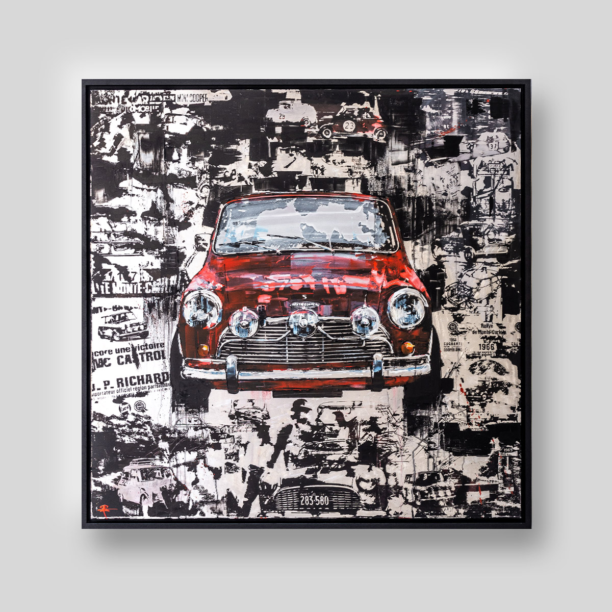Mini Red by Paul Kenton, UK Contemporary artist, a painting from his Motorsports collection
