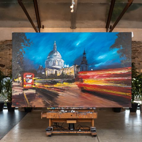 Kinetic St Pauls - Original Large Scale London Cityscape Painting by UK Contemporary Artist Paul Kenton, from the London Collection