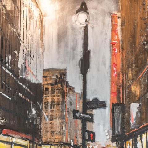 Manhattan Showers - Original Large-Scale New York Cityscape Painting by UK Contemporary Artist Paul Kenton, from the New York Collection