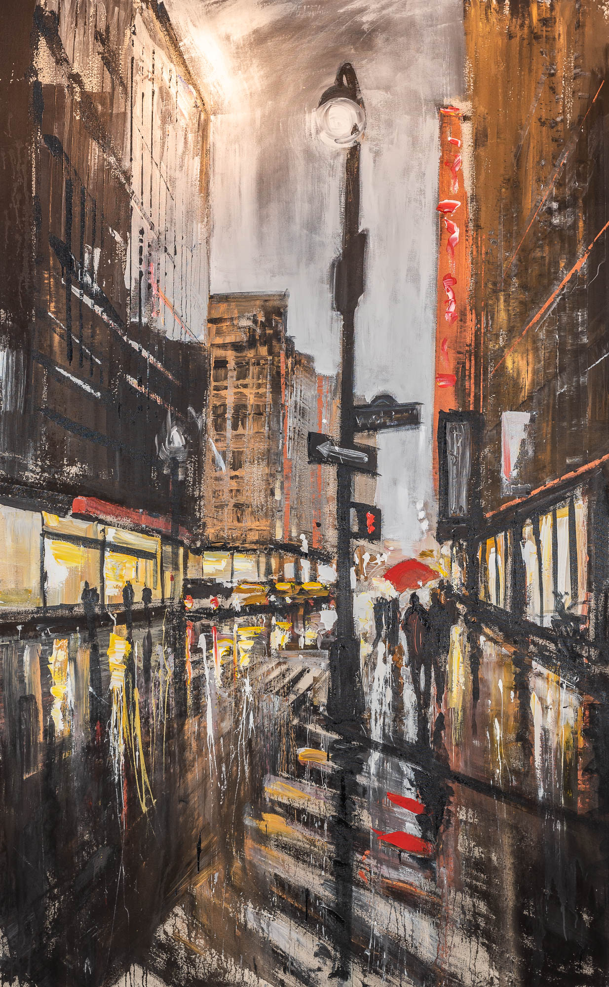 New York Street Canvas Painting Manhattan Showers by Paul Kenton