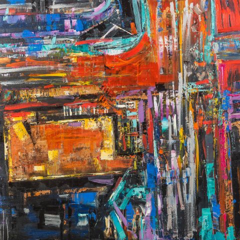 Motion - Original Large-Scale Abstract Cityscape Painting by UK Contemporary Artist Paul Kenton, from the Abstract Collection
