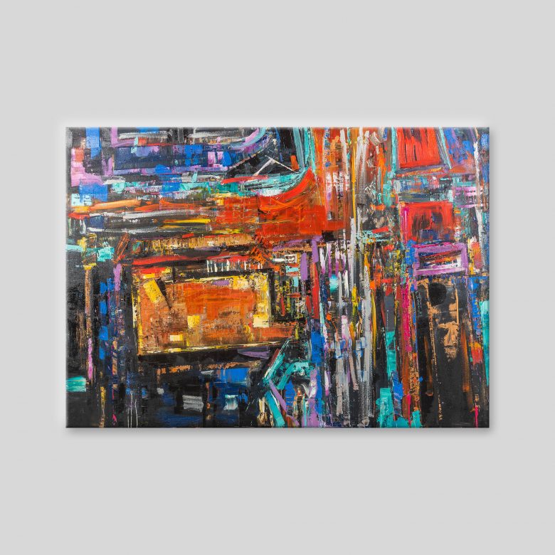 Motion - Original Large-Scale Abstract Cityscape Painting by UK Contemporary Artist Paul Kenton, from the Abstract Collection