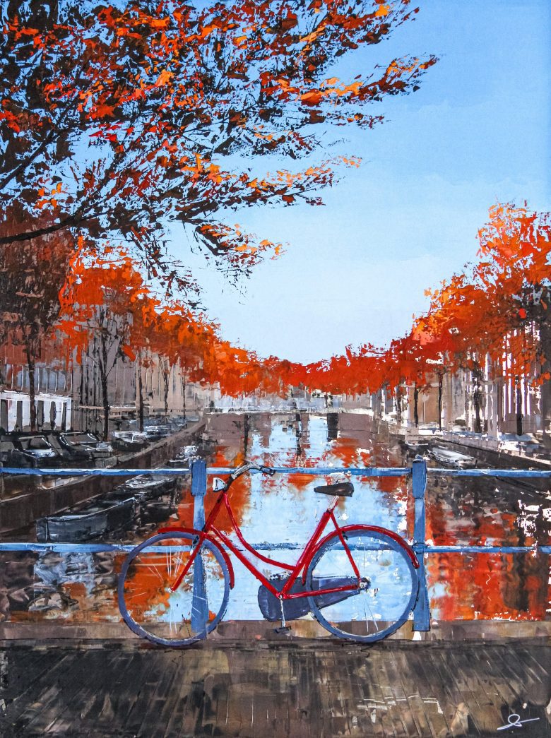 Autumnal Amsterdam - An Original Cityscape Painting by UK Contemporary Artist Paul Kenton