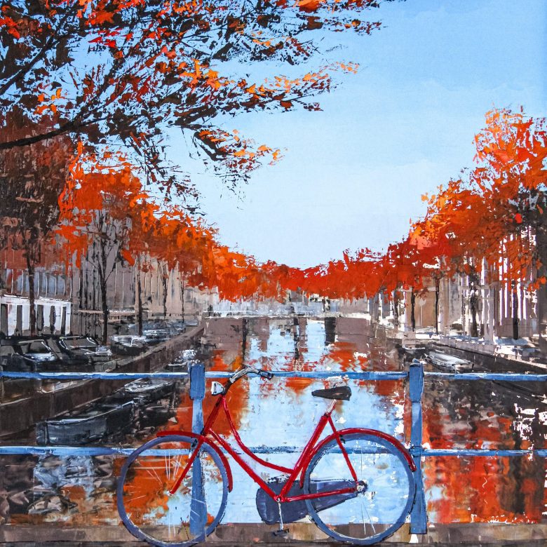 Autumnal Amsterdam - An Original Cityscape Painting by UK Contemporary Artist Paul Kenton