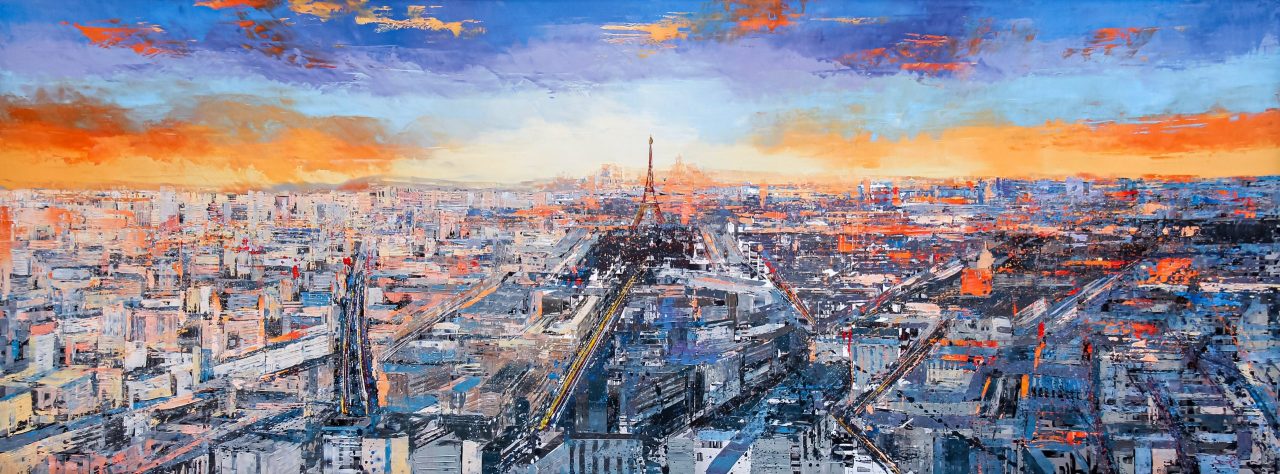 Parisian Flow - An Original Paris Cityscape Painting by UK Contemporary Artist Paul Kenton