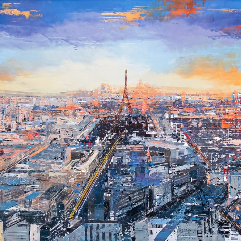 Parisian Flow - An Original Paris Cityscape Painting by UK Contemporary Artist Paul Kenton