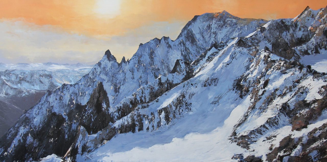 Mount Blanc Splendour - An Original Mountainscape Painting by UK Contemporary Artist Paul Kenton