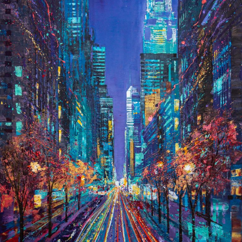New York Whirl - An Original Cityscape Painting by UK Contemporary Artist Paul Kenton