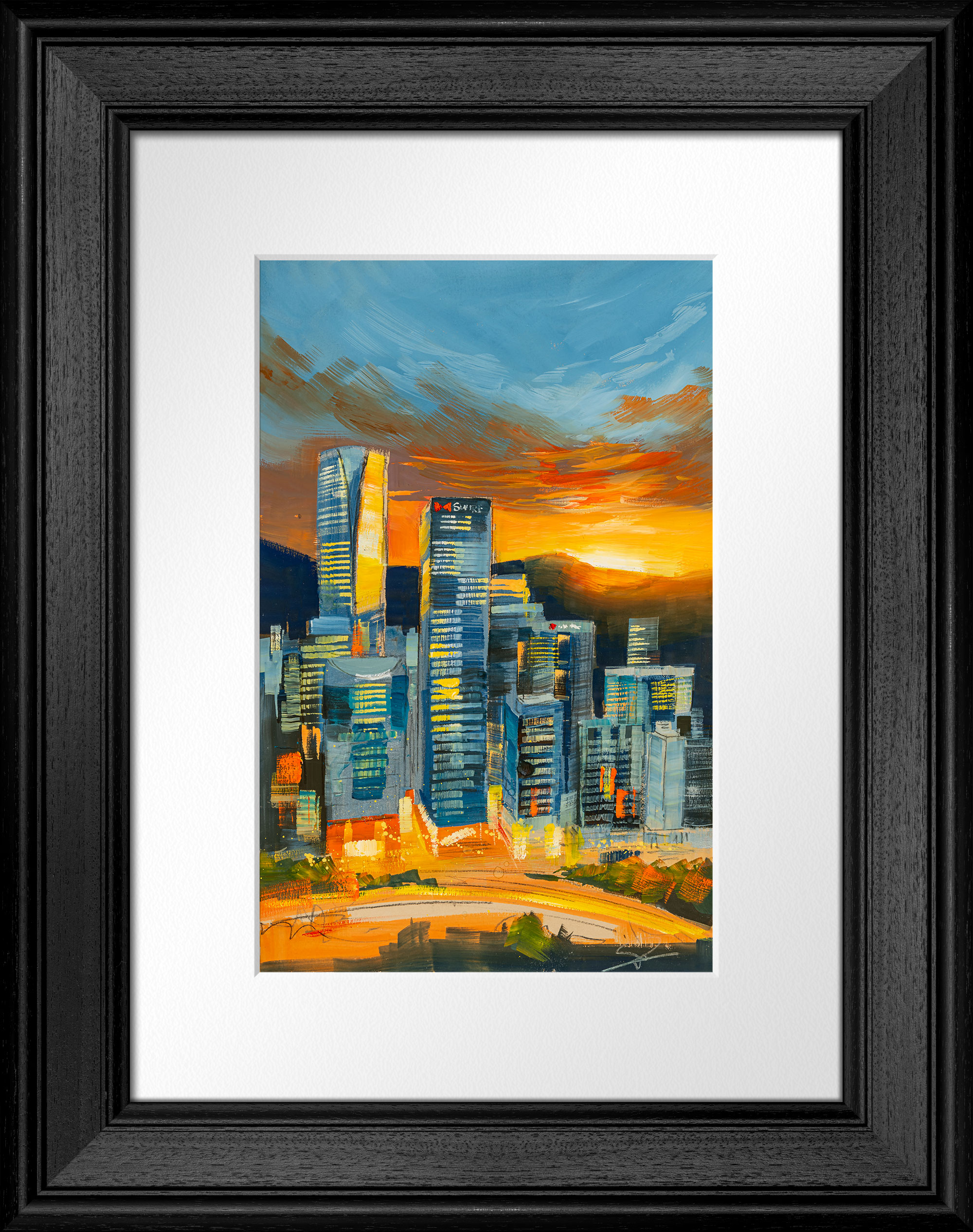 Hong Kong At Sunset - Original International Cityscape Painting