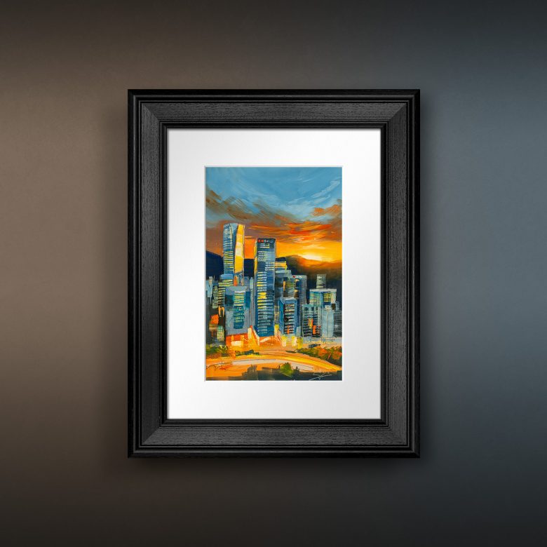 Hong Kong At Sunset - Original International Cityscape Painting