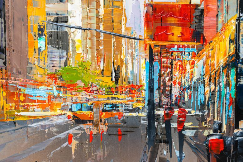 city-in-silver-light-contemporary-artwork-by-paul-kenton