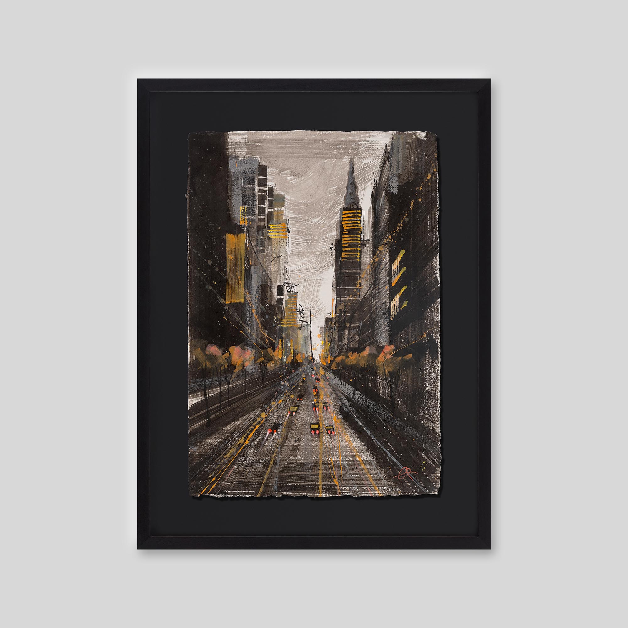 City Pulse - An original ink and watercolour painting by Paul Kenton on handmade Indian paper