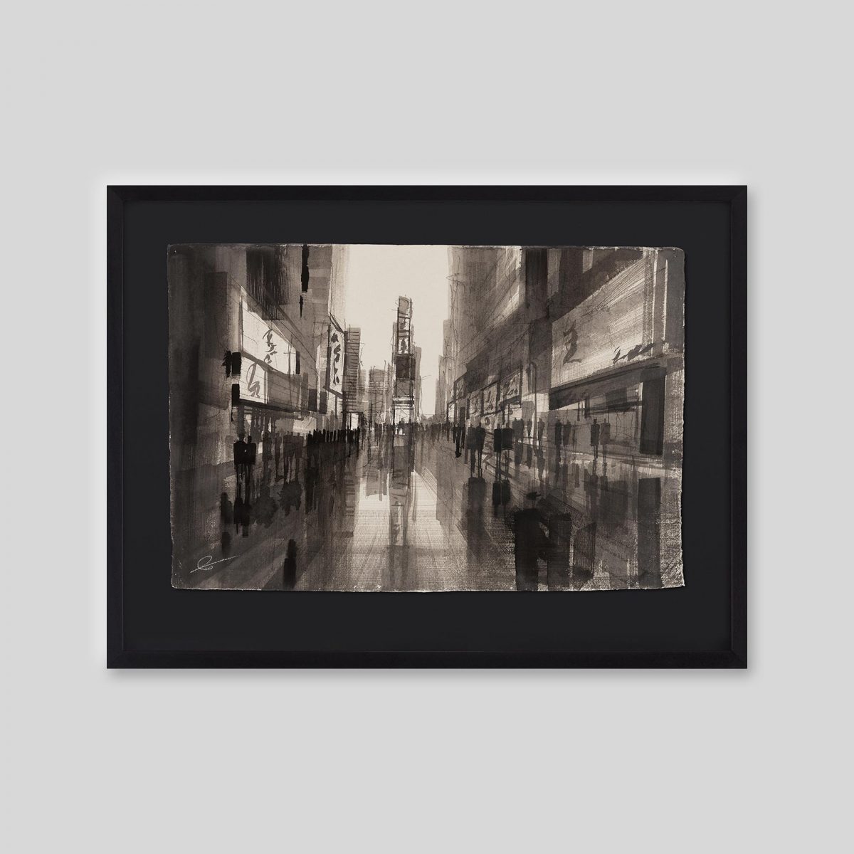Times Square Bustle - An original ink and watercolour painting by Paul Kenton on handmade Indian paper