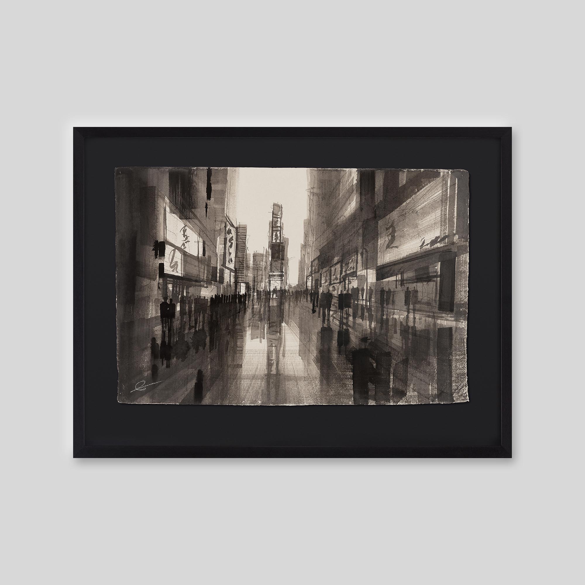 Times Square Bustle - An original ink and watercolour painting by Paul Kenton on handmade Indian paper