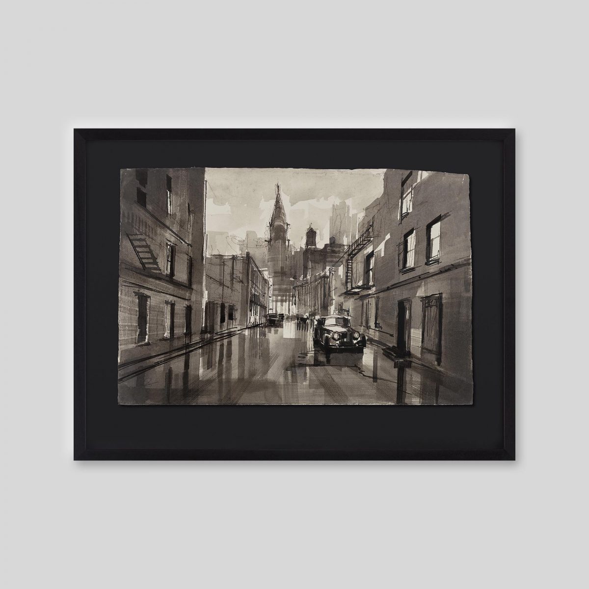 Urban Lines - An original ink and watercolour painting by Paul Kenton on handmade Indian paper