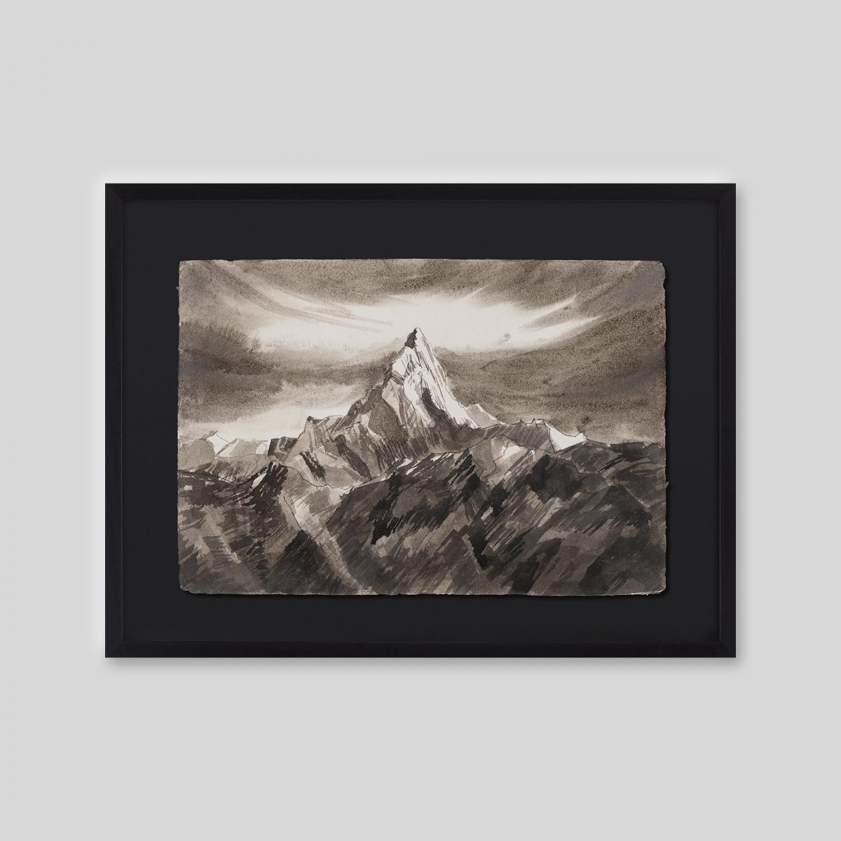 In the Stillness of Height - An original ink and watercolour painting by Paul Kenton on handmade Indian paper