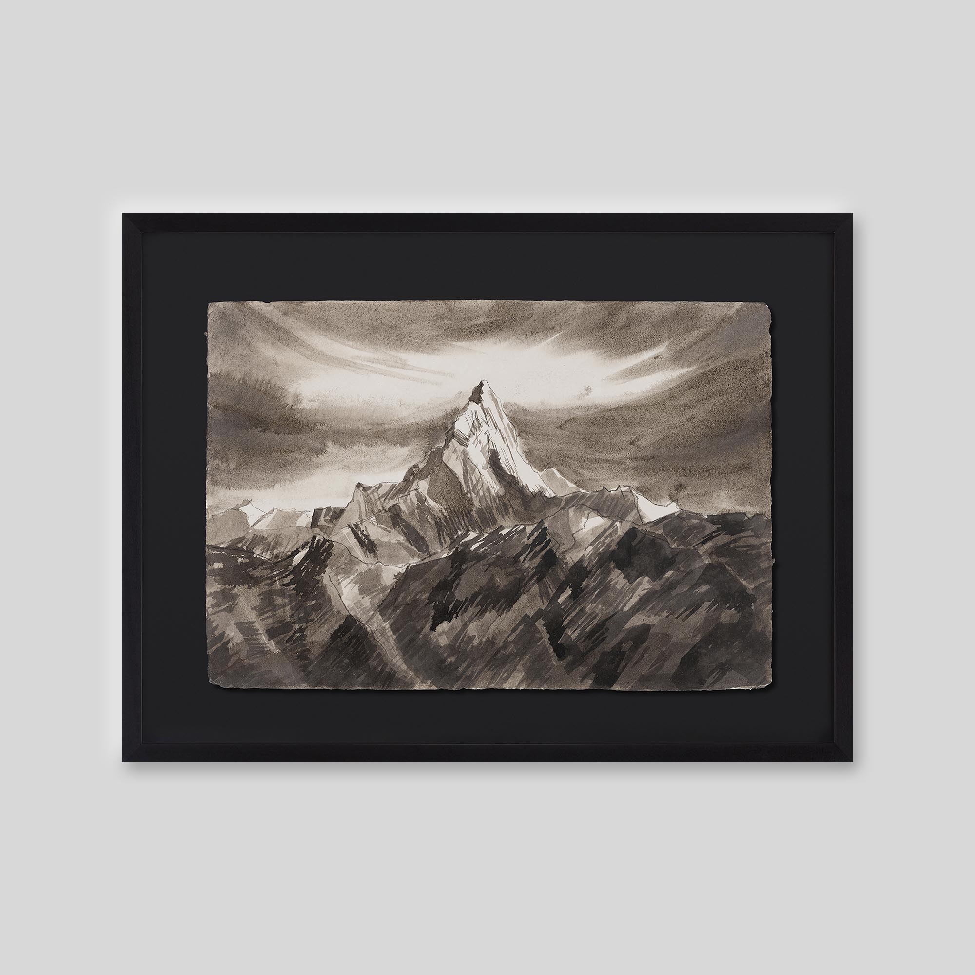 In the Stillness of Height - An original ink and watercolour painting by Paul Kenton on handmade Indian paper